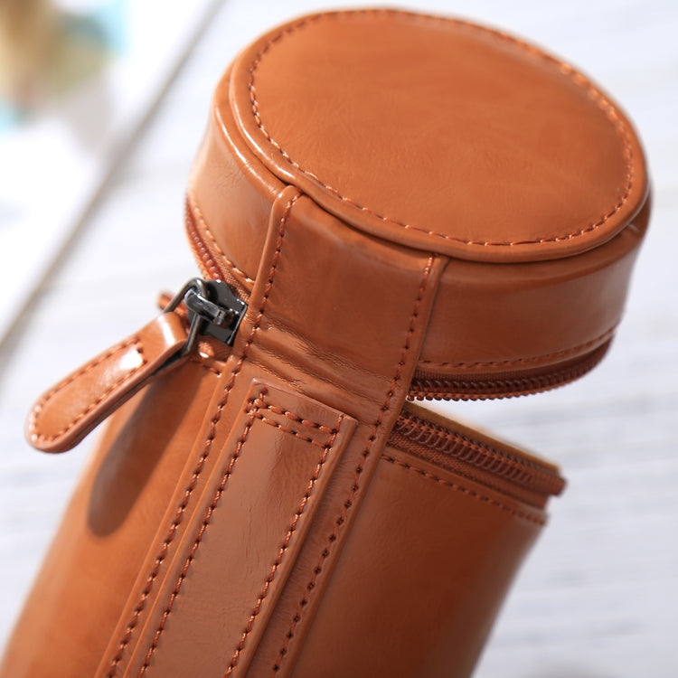 Small Lens Case Zippered PU Leather Pouch Box for DSLR Camera Lens, Size: 11x8x8cm, 11 x 8cm (Brown), 11 x 8cm (Coffee), 11 x 8cm (Black)