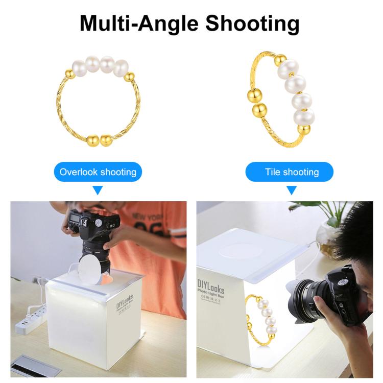 20cm Include 2 LED Panels Folding Portable 1100LM Light Photo Lighting Studio Shooting Tent Box Kit with 6 Colors Backdrops (Black, White, Yellow, Red, Green, Blue), Unfold Size: 24cm x 23cm x 23cm