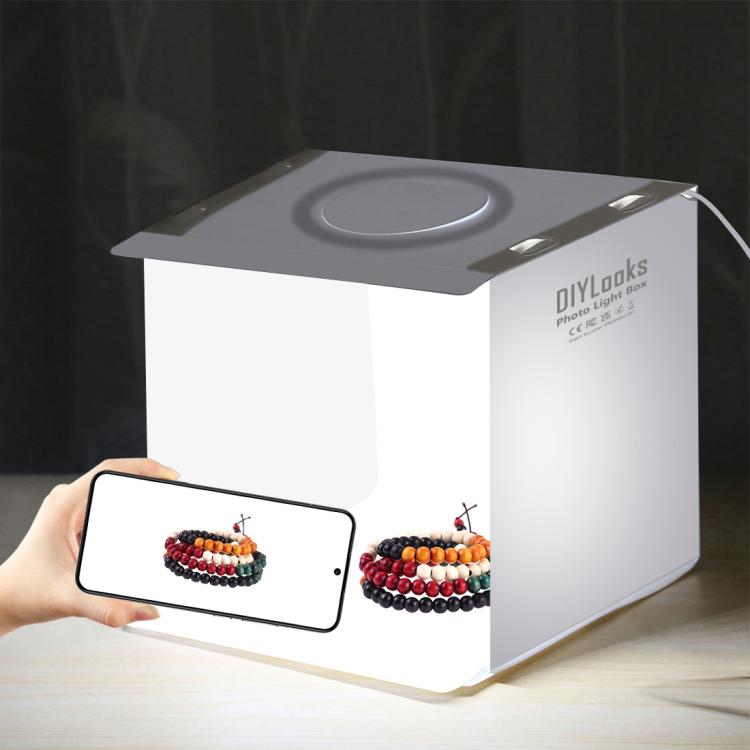 23cm Ring LED Panel Folding Portable Light Photo Lighting Studio Shooting Tent Box Kit with 6 Colors Backdrops (Black, White, Yellow, Red, Green, Blue), Unfold Size: 24cm x 23cm x 23cm