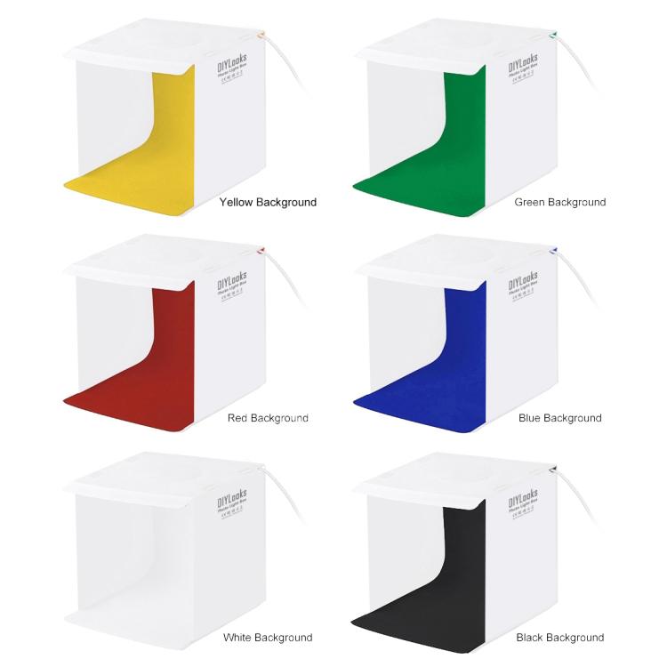 23cm Ring LED Panel Folding Portable Light Photo Lighting Studio Shooting Tent Box Kit with 6 Colors Backdrops (Black, White, Yellow, Red, Green, Blue), Unfold Size: 24cm x 23cm x 23cm