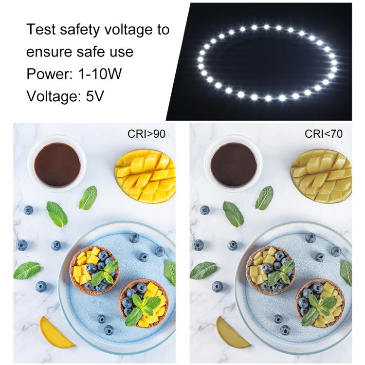 23cm Ring LED Panel Folding Portable Light Photo Lighting Studio Shooting Tent Box Kit with 6 Colors Backdrops (Black, White, Yellow, Red, Green, Blue), Unfold Size: 24cm x 23cm x 23cm