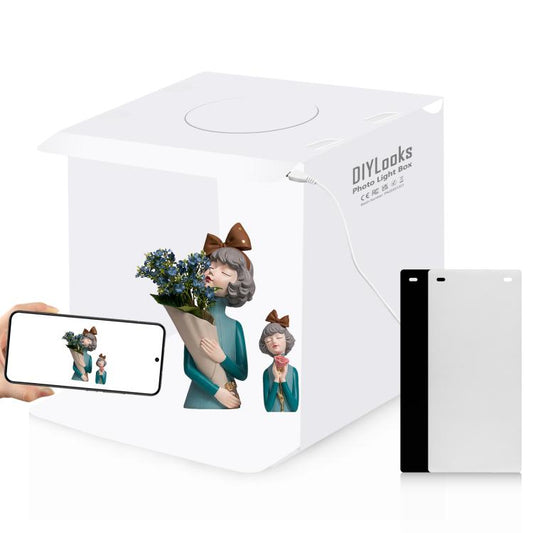 PULUZ 20cm Folding Portable 550LM Light Photo Lighting Studio Shooting Tent Box Kit with 2 Colors Backdrops (Black, White), Unfold Size: 24cm x 23cm x 23cm