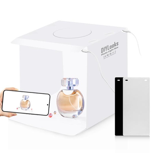 20cm Include 2 LED Panels Folding Portable 1100LM Light Photo Lighting Studio Shooting Tent Box Kit with 2 Colors Backdrops (Black, White), Unfold Size: 24cm x 23cm x 23cm