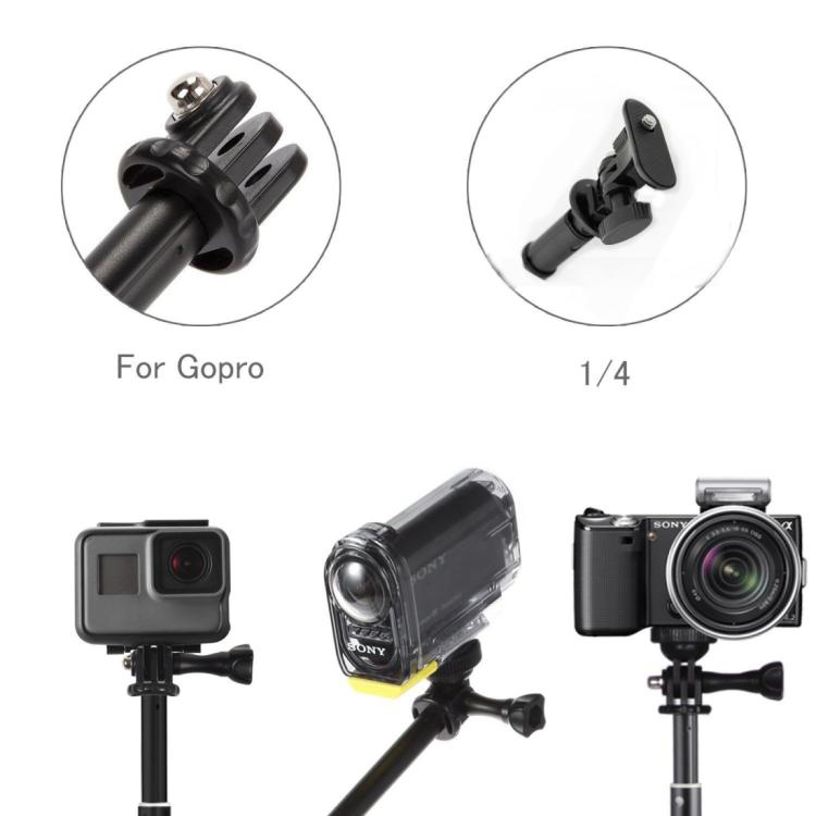 For DJI / Insta360 / GoPro and Other Action Camera Universal Aluminum Alloy Selfie Stick with Adapter, Length: 25-75cm, Length: 25-75cm