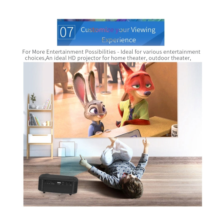A2000 Portable Projector 800 Lumen LCD Home Theater Video Projector, Support 1080P, UK Plug, UK Plug