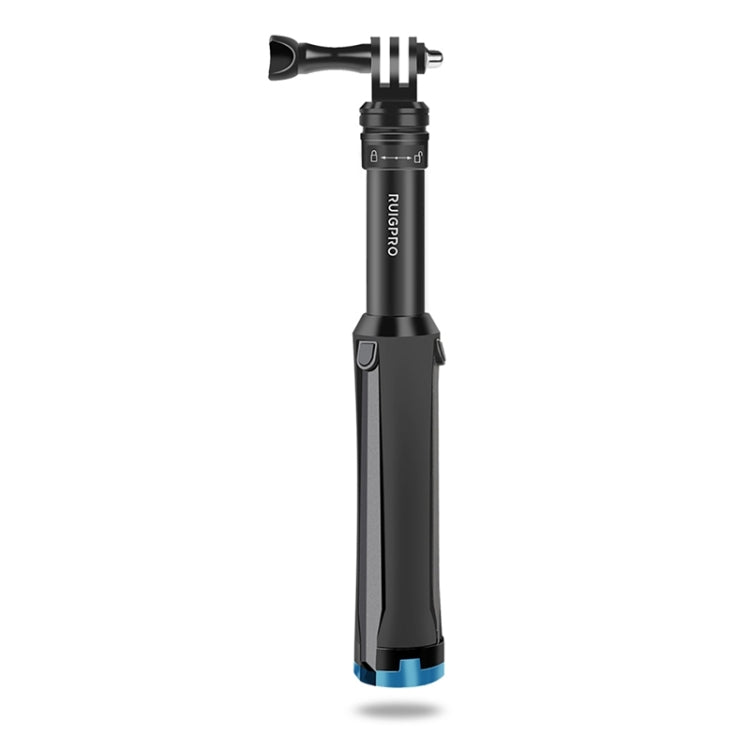 RUIGPRO One-piece Handheld Tripod Selfie Stick Telescopic Monopod Mount for GoPro, Insta360, DJI and Other Action Cameras, Black)
