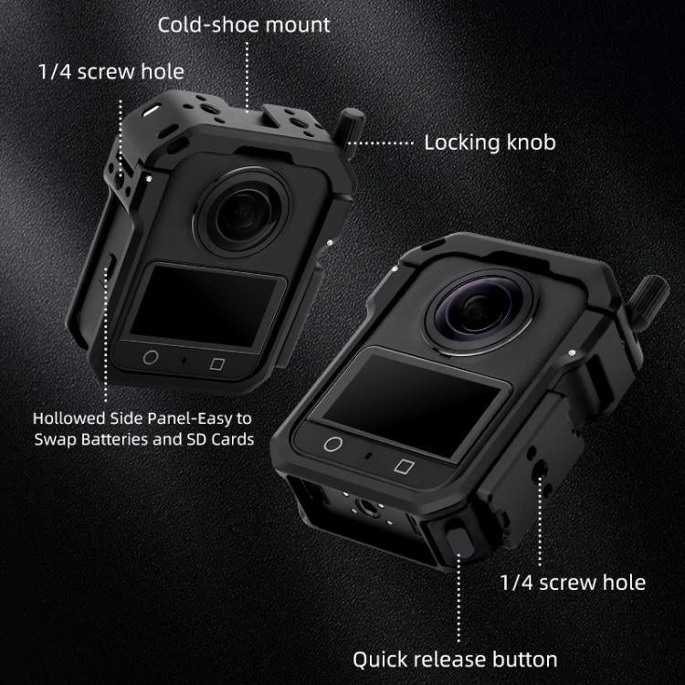 For DJI Osmo 360 YELANGU CNC Aluminum Horizontal Mounting Plate 1/4-20 Quick Release Expansion Base, For DJI Osmo 360 Horizontal Mounting Plate Base