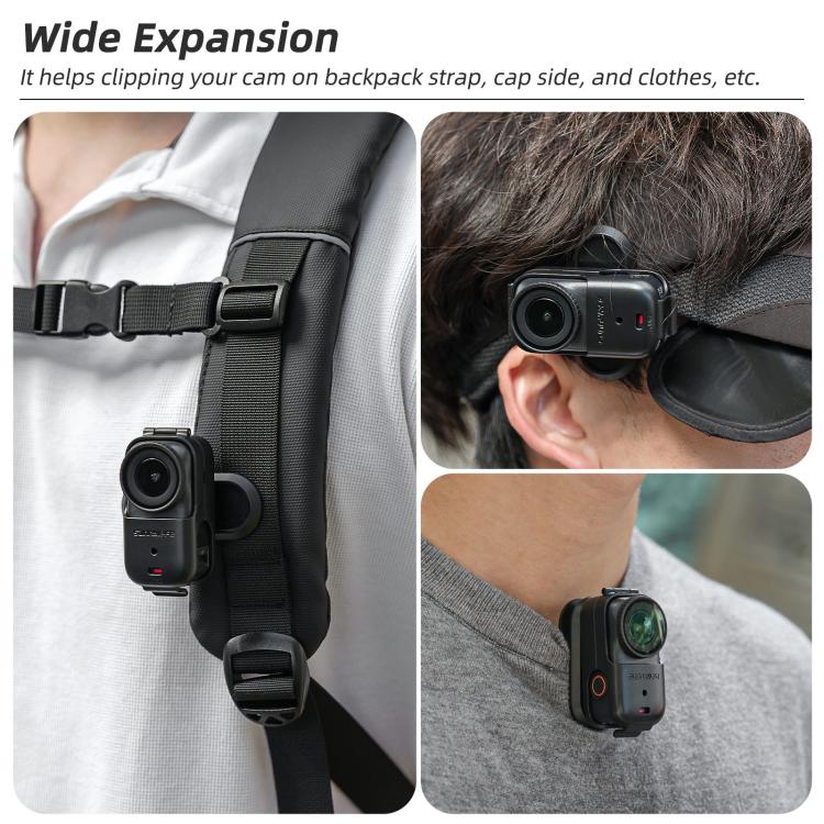For DJI Osmo Nano Sunnylife Backpack Clip Action Camera Clamp 360 Degree Rotation Vertical-Horizontal Mount, ON-J062 Backpack Clip