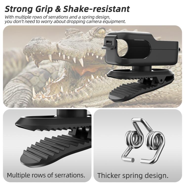 For DJI Osmo Nano Sunnylife Backpack Clip Action Camera Clamp 360 Degree Rotation Vertical-Horizontal Mount, ON-J062 Backpack Clip