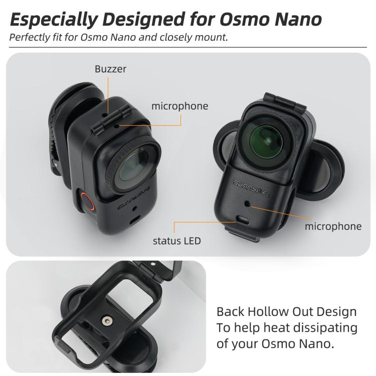 For DJI Osmo Nano Sunnylife Backpack Clip Action Camera Clamp 360 Degree Rotation Vertical-Horizontal Mount, ON-J062 Backpack Clip