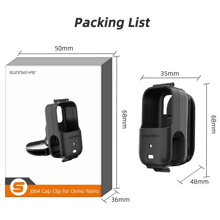For DJI Osmo Nano Sunnylife Baseball Hat Clip Mount Baseball Cap Clamp Quick Release Mount Camera POV Vlog Holder, Cap Clamp
