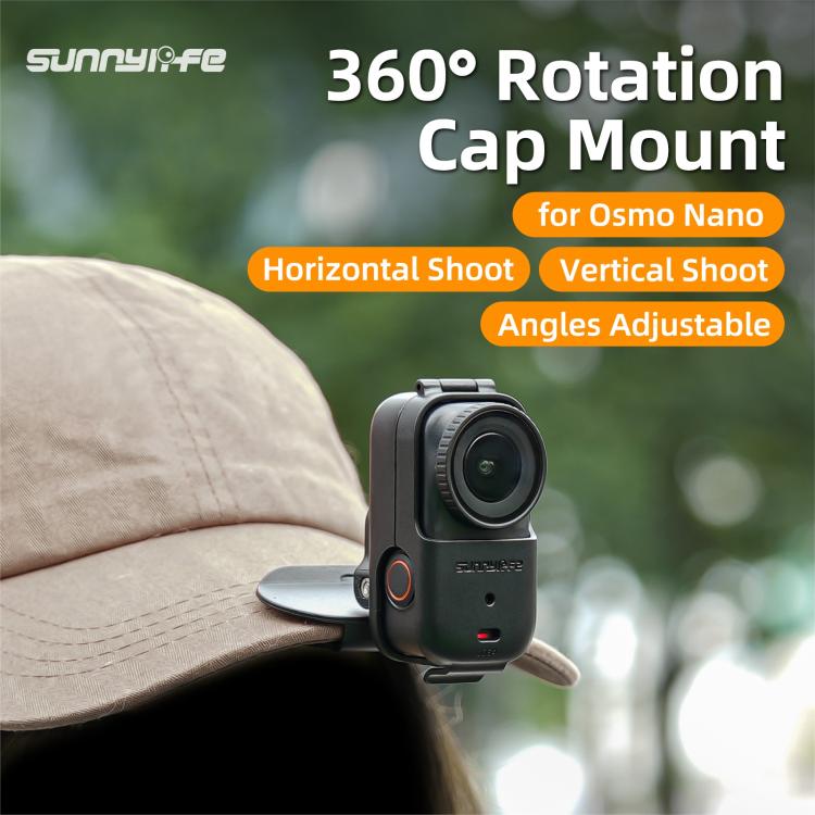For DJI Osmo Nano Sunnylife Baseball Hat Clip Mount Baseball Cap Clamp Quick Release Mount Camera POV Vlog Holder, Cap Clamp
