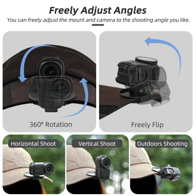 For DJI Osmo Nano Sunnylife Baseball Hat Clip Mount Baseball Cap Clamp Quick Release Mount Camera POV Vlog Holder, Cap Clamp