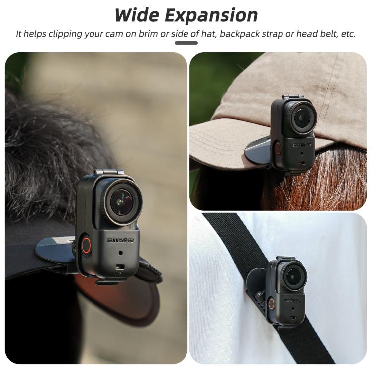 For DJI Osmo Nano Sunnylife Baseball Hat Clip Mount Baseball Cap Clamp Quick Release Mount Camera POV Vlog Holder, Cap Clamp