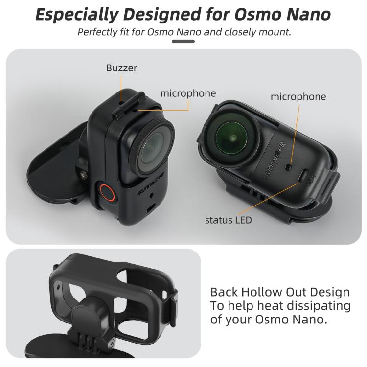 For DJI Osmo Nano Sunnylife Baseball Hat Clip Mount Baseball Cap Clamp Quick Release Mount Camera POV Vlog Holder, Cap Clamp