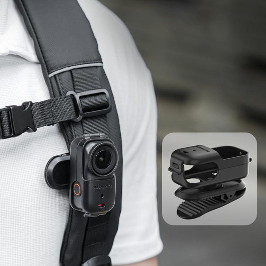 For DJI Osmo Nano Sunnylife Backpack Clip Action Camera Clamp 360 Rotation Vertical-Horizontal Mount 90 Tilt Upgraded Backpack Clip