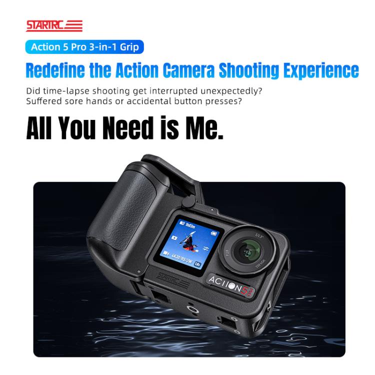 For DJI Osmo Action 5 Pro / 4 / 3 STARTRC 3 in 1 Expansion Power-Grip Street Shooting Handle Cage Kit, For DJI Osmo Action 5 Pro / 4 / 3 Power-Grip