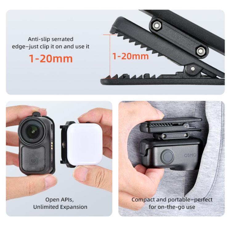 For DJI Osmo Nano STARTRC Backpack Clip Adjustable Action Camera Clamp Quick-Release Mount, Backpack Clip V1 For DJI Osmo Nano