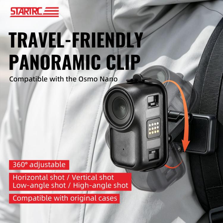 For DJI Osmo Nano STARTRC Backpack Clip Adjustable Action Camera Clamp Quick-Release Mount, Backpack Clip V1 For DJI Osmo Nano