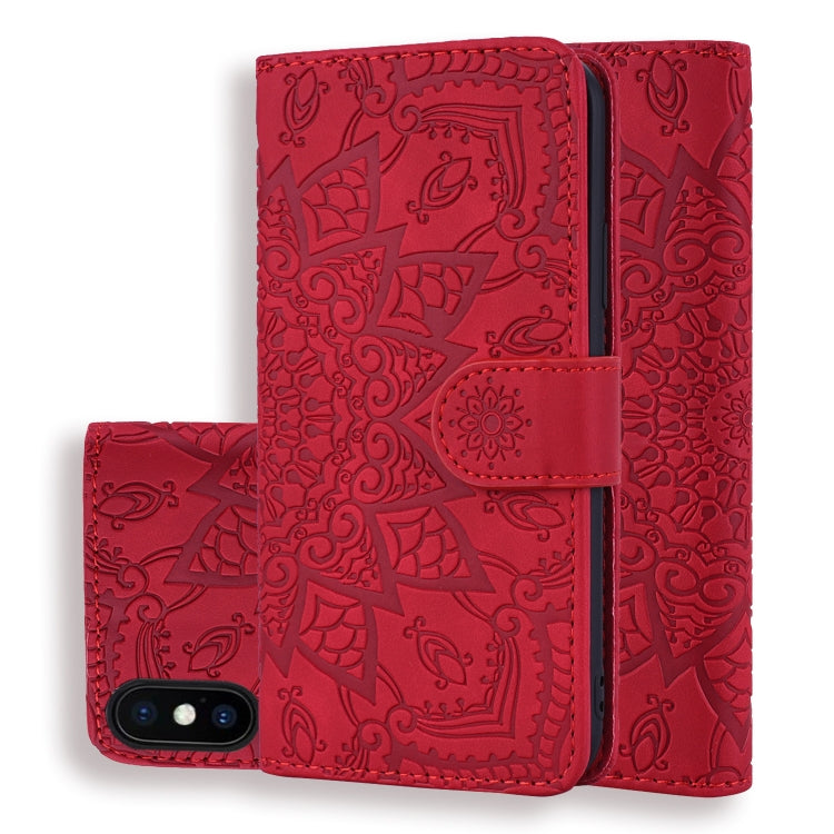 Calf Pattern Double Folding Design Embossed Leather Case with Wallet & Holder & Card Slots, For iPhone SE 2020 & 8 & 7, for iPhone 8 Plus & 7 Plus, for iPhone XS / X, for iPhone XR, for iPhone XS Max, for iPhone 11 (6.1 inch), for iPhone 11 Pro (5.8 in...