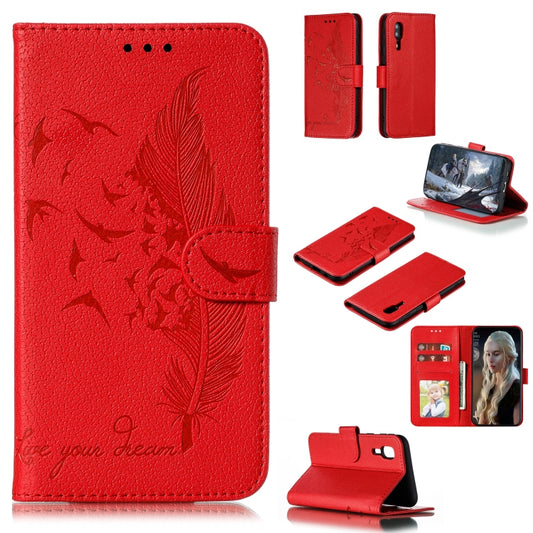 Feather Pattern Litchi Texture Horizontal Flip Leather Case with Wallet & Holder & Card Slots, For Galaxy A2 Core, For Galaxy A8s, For Galaxy A10, For Galaxy A20e, For Galaxy A30 / A20, For Galaxy A40, For Galaxy A50, For Galaxy A60, For Galaxy A70