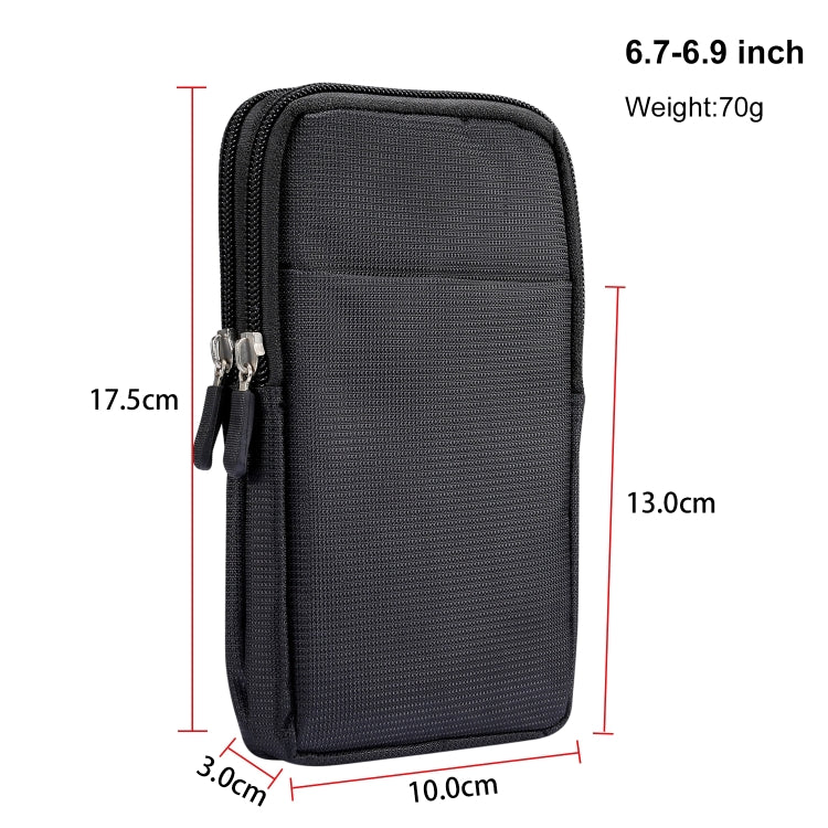 Sports Leisure Drawstring  Horizontal Plate Hanging Waist Phone Waist Pack Leather Case, Suitable for 6.7-6.9 inch Smartphones