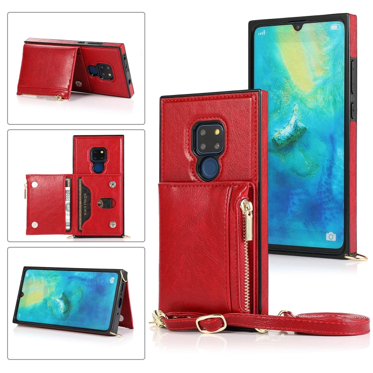 Square Zipper Wallet Bag TPU+PU Back Cover Case with Holder & Card Slots & Wallet & Cross-body Strap, For Huawei Mate 20, For Huawei Mate 20 Lite, For Huawei Mate 20 Pro, For Huawei Mate 30, For Huawei P30, For Huawei P30 Pro, For Huawei P30 Lite      ...