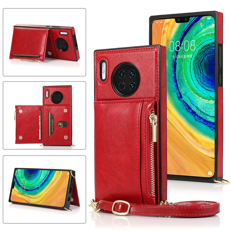 Square Zipper Wallet Bag TPU+PU Back Cover Case with Holder & Card Slots & Wallet & Cross-body Strap, For Huawei Mate 20, For Huawei Mate 20 Lite, For Huawei Mate 20 Pro, For Huawei Mate 30, For Huawei P30, For Huawei P30 Pro, For Huawei P30 Lite      ...