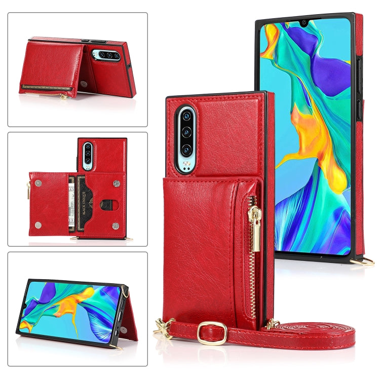 Square Zipper Wallet Bag TPU+PU Back Cover Case with Holder & Card Slots & Wallet & Cross-body Strap, For Huawei Mate 20, For Huawei Mate 20 Lite, For Huawei Mate 20 Pro, For Huawei Mate 30, For Huawei P30, For Huawei P30 Pro, For Huawei P30 Lite      ...
