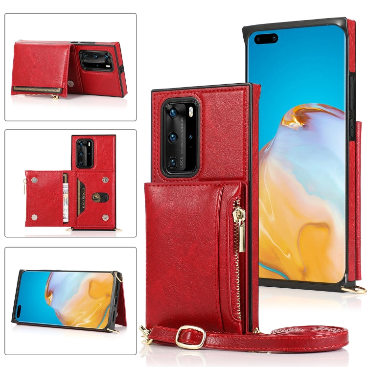 Square Zipper Wallet Bag TPU+PU Back Cover Case with Holder & Card Slots & Wallet & Cross-body Strap, For Huawei Mate 20, For Huawei Mate 20 Lite, For Huawei Mate 20 Pro, For Huawei Mate 30, For Huawei P30, For Huawei P30 Pro, For Huawei P30 Lite      ...