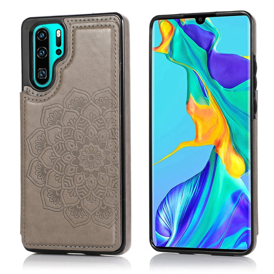 Double Buckle Mandala Pattern PU+TPU Protective Case with Card Slots & Holder & Photo Frame, For Huawei P30 Pro, For Huawei P40