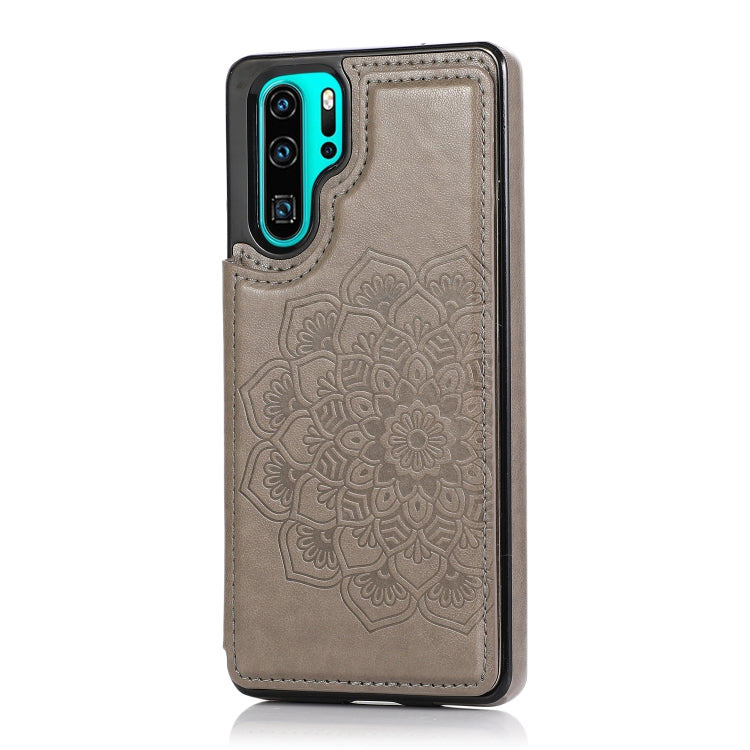 Double Buckle Mandala Pattern PU+TPU Protective Case with Card Slots & Holder & Photo Frame, For Huawei P30 Pro, For Huawei P40