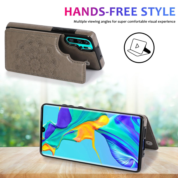 Double Buckle Mandala Pattern PU+TPU Protective Case with Card Slots & Holder & Photo Frame, For Huawei P30 Pro, For Huawei P40
