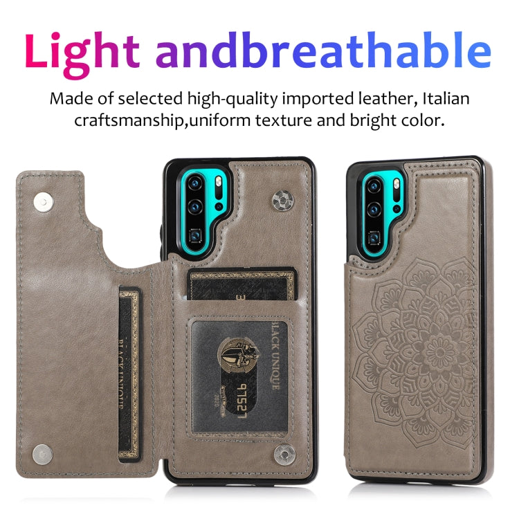 Double Buckle Mandala Pattern PU+TPU Protective Case with Card Slots & Holder & Photo Frame, For Huawei P30 Pro, For Huawei P40