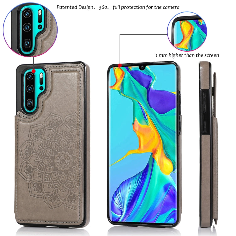 Double Buckle Mandala Pattern PU+TPU Protective Case with Card Slots & Holder & Photo Frame, For Huawei P30 Pro, For Huawei P40
