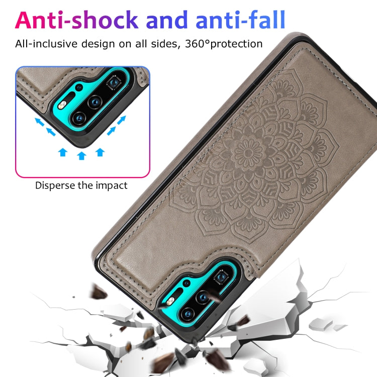 Double Buckle Mandala Pattern PU+TPU Protective Case with Card Slots & Holder & Photo Frame, For Huawei P30 Pro, For Huawei P40