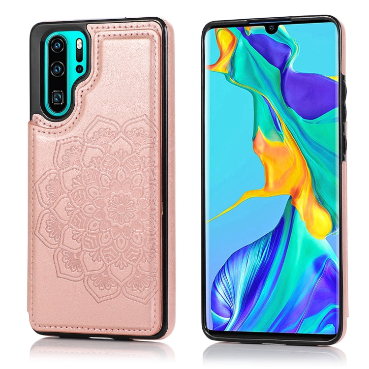 Double Buckle Mandala Pattern PU+TPU Protective Case with Card Slots & Holder & Photo Frame, For Huawei P30 Pro, For Huawei P40