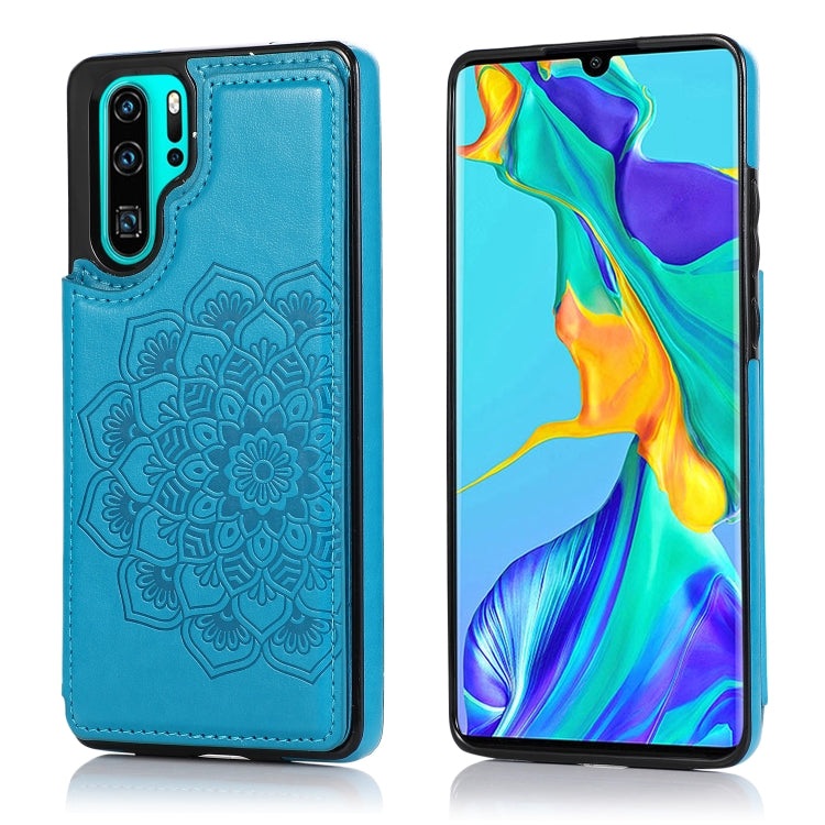 Double Buckle Mandala Pattern PU+TPU Protective Case with Card Slots & Holder & Photo Frame, For Huawei P30 Pro, For Huawei P40