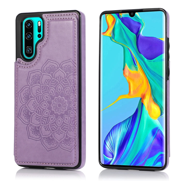 Double Buckle Mandala Pattern PU+TPU Protective Case with Card Slots & Holder & Photo Frame, For Huawei P30 Pro, For Huawei P40