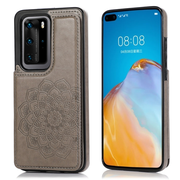 Double Buckle Mandala Pattern PU+TPU Protective Case with Card Slots & Holder & Photo Frame, For Huawei P30 Pro, For Huawei P40