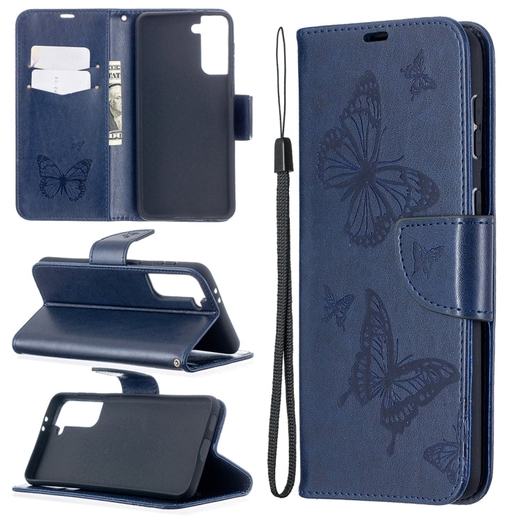 Embossing Two Butterflies Pattern Horizontal Flip PU Leather Case with Holder & Card Slot & Wallet & Lanyard, For Samsung Galaxy S21 5G, For Samsung Galaxy S21+ 5G, For Samsung Galaxy S21 Ultra 5G