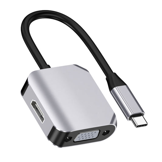 HW-6002 2 In 1 Type-C / USB-C to HDMI + VGA Adapter Converter, HW-6002