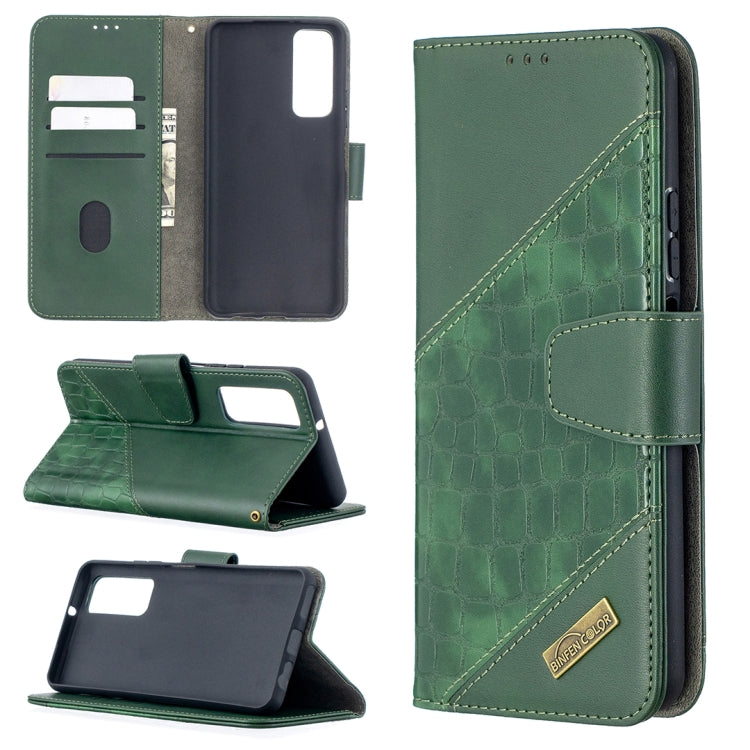 Matching Color Crocodile Texture Horizontal Flip PU Leather Case with Wallet & Holder & Card Slots, For Huawei P smart 2021 / Y7a, For Samsung Galaxy A12