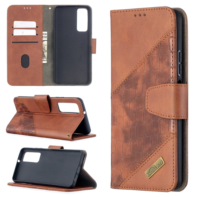 Matching Color Crocodile Texture Horizontal Flip PU Leather Case with Wallet & Holder & Card Slots, For Huawei P smart 2021 / Y7a, For Samsung Galaxy A12