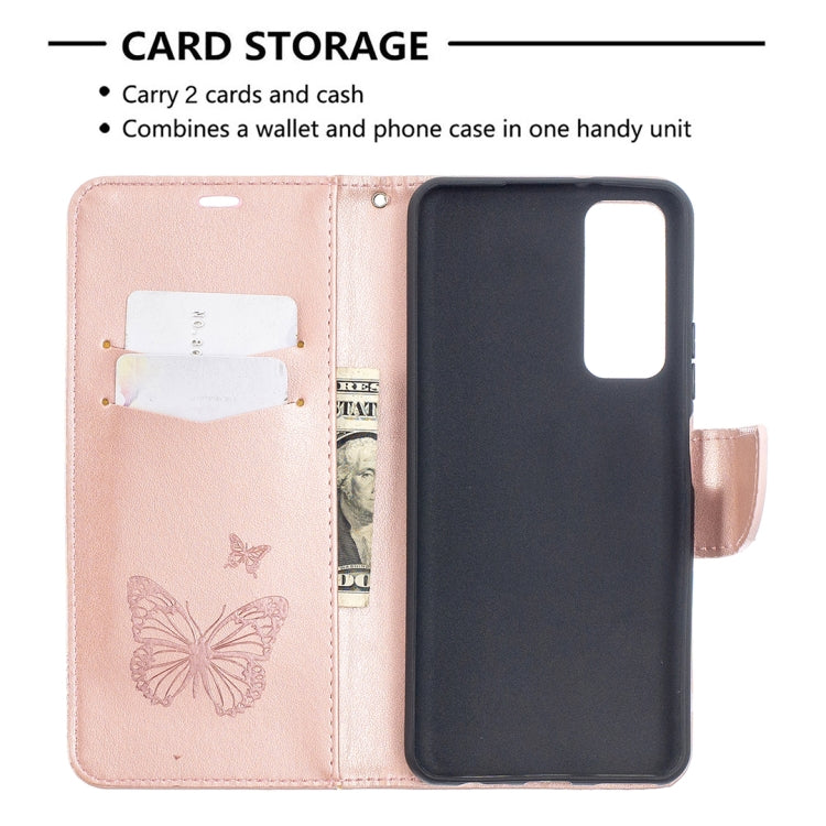 Two Butterflies Embossing Pattern Horizontal Flip Leather Case with Holder & Card Slot & Wallet & Lanyard, For Huawei P smart 2021 / Y7a, For Samsung Galaxy A12