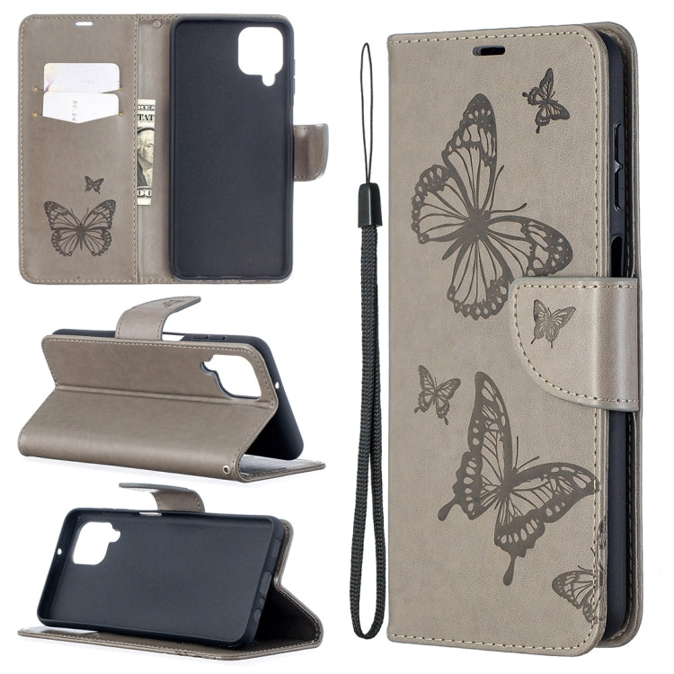 Two Butterflies Embossing Pattern Horizontal Flip Leather Case with Holder & Card Slot & Wallet & Lanyard, For Huawei P smart 2021 / Y7a, For Samsung Galaxy A12