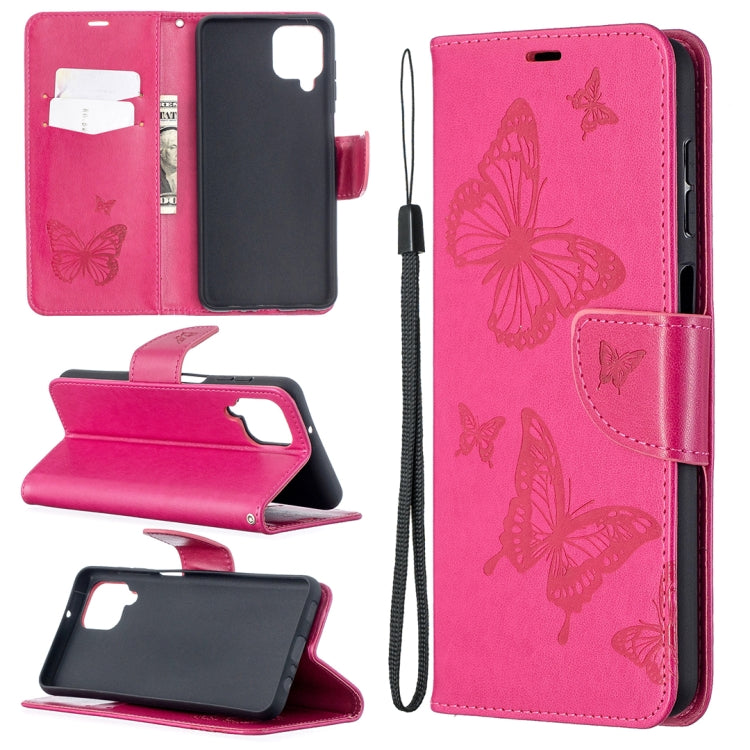 Two Butterflies Embossing Pattern Horizontal Flip Leather Case with Holder & Card Slot & Wallet & Lanyard, For Huawei P smart 2021 / Y7a, For Samsung Galaxy A12