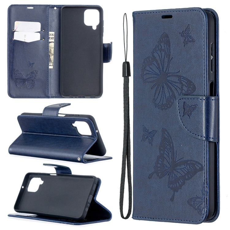 Two Butterflies Embossing Pattern Horizontal Flip Leather Case with Holder & Card Slot & Wallet & Lanyard, For Huawei P smart 2021 / Y7a, For Samsung Galaxy A12