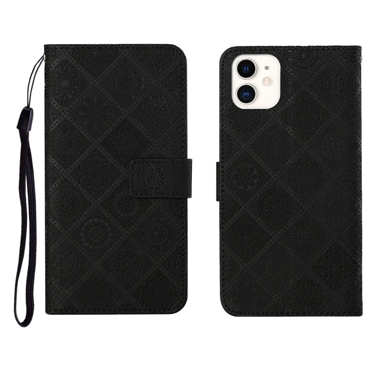 Ethnic Style Embossed Pattern Horizontal Flip Leather Case with Holder & Card Slots & Wallet & Lanyard, For iPhone 12, For iPhone 12 Mini, For iPhone 12 Pro Max, For iPhone SE 2022 / SE 2020 / 8 / 7, For iPhone XR, For iPhone XS Max
