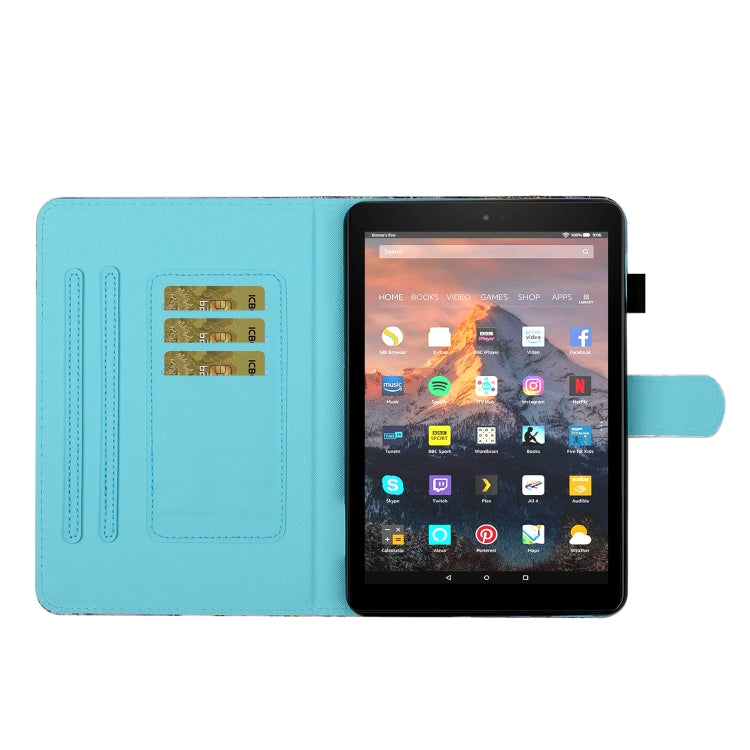 Sewing Thread Horizontal Painted Flat Leather Case with Pen Cover & Anti Skid Strip & Card Slot & Holder, For Amazon Kindle Fire 7 2019 / 2017 / 2015, For Samsung Galaxy Tab A 10.1 (2019) T510 / T515, For Samsung Galaxy Tab A 8.0 (2019) T290 / T295